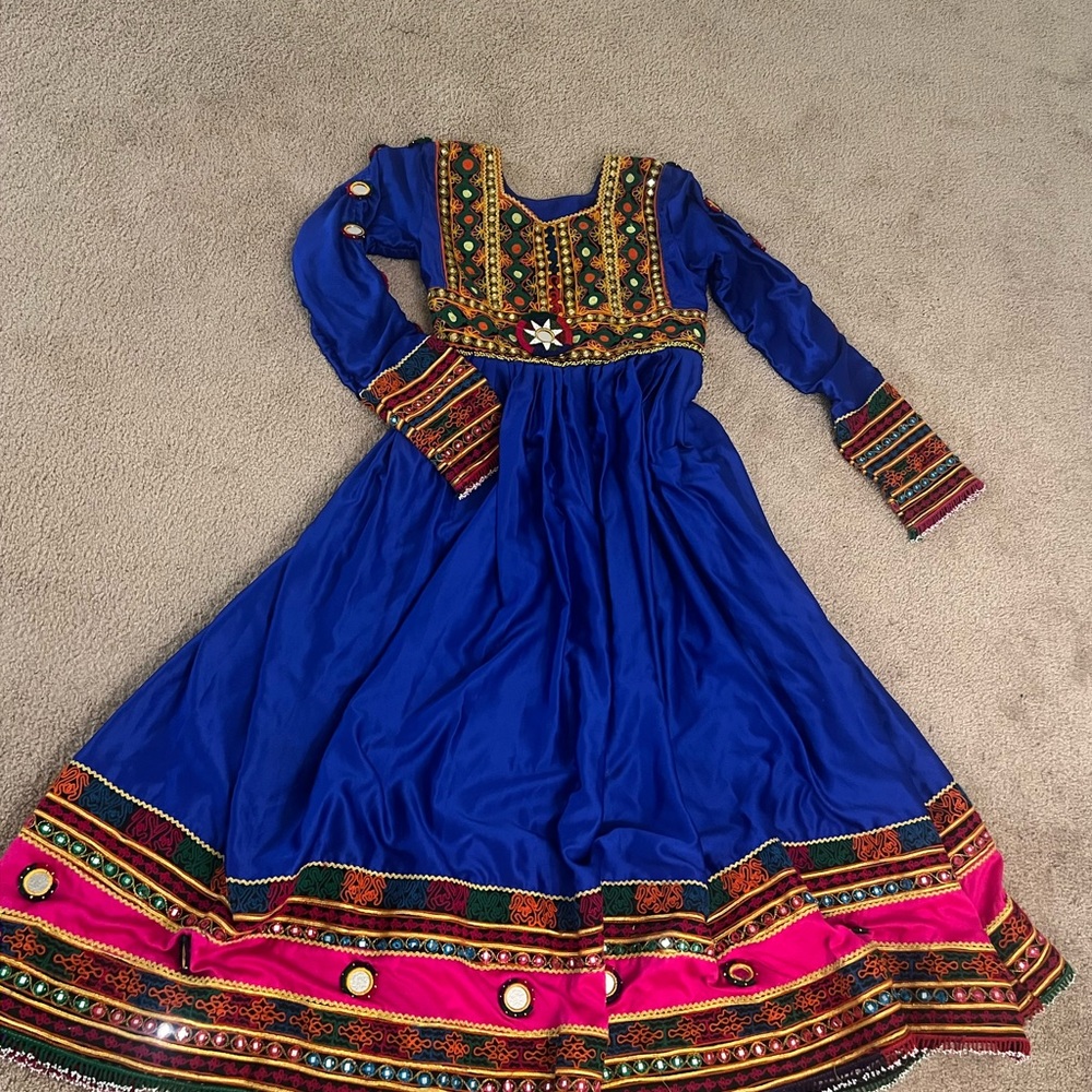 Vibrant  Afghan Embroidered Dress